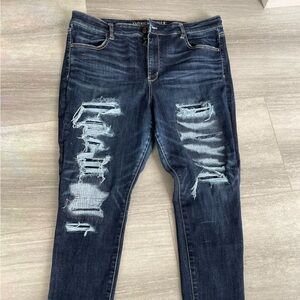 AE high rise jegging. Super super stretch X. Distressed. Size 20.